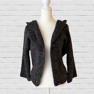 Kenar 3/4 sleeve knitted button up sweater hoodie